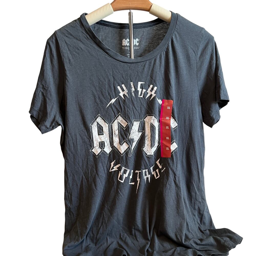 AC DC High Voltage Women's Gray Graphic T-Shirt - Size XXL - Brand New